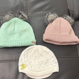 Columbia Cozy Kids Knit Beanie Set - Mint, Pink, and Cream